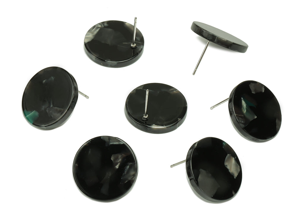 Acetate Round Earring Post - Tortoise Shell Circle Stud Earring - 316 Stainless Steel - Color Code: A488 - 18.6x18.5x2.6mm - AC2553-A488 - DOMEDBAZAAR