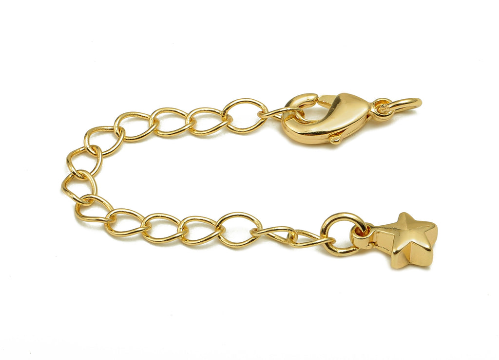 Extender Curb Chain - Extender Safety Clasp - Star Lobster Clasp - Extension Chain - Parrot Clasps - 18K Real Gold Plating -68x5x2mm-RGP5562 - DOMEDBAZAAR