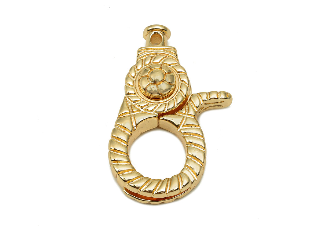 Brass Thick Lobster Clasp - Huge Gold Parrot Clasp - Twisted Buckle - Thick Carabiner - 18K Real Gold Plating - 39.7x25.3x9.4mm -RGP5695 - DOMEDBAZAAR