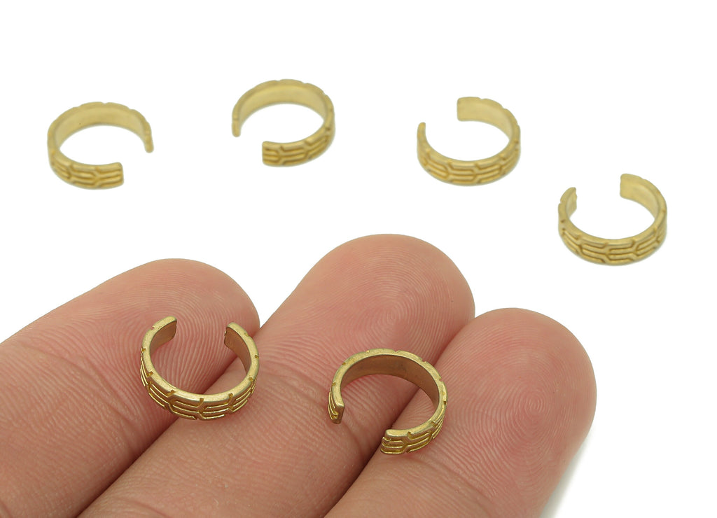 Brass Mini Open Round C Ring - Raw Brass Huggie Hoop Earring Clip - Textured Cuff Earring - Semicircle Ring Ear Cuff - 10.9x10.8x1mm -PP8109 - DOMEDBAZAAR