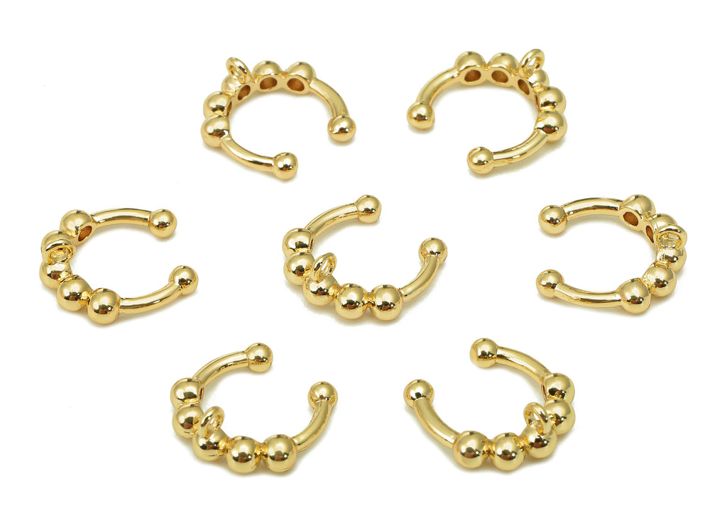 Brass Mini Beads Open Round Ring - Gold Beads Septum Ring - C Septum Ring With Loop - 18K Real Gold Plated Brass - 12.6x5x2.7mm - RGP5557 - DOMEDBAZAAR