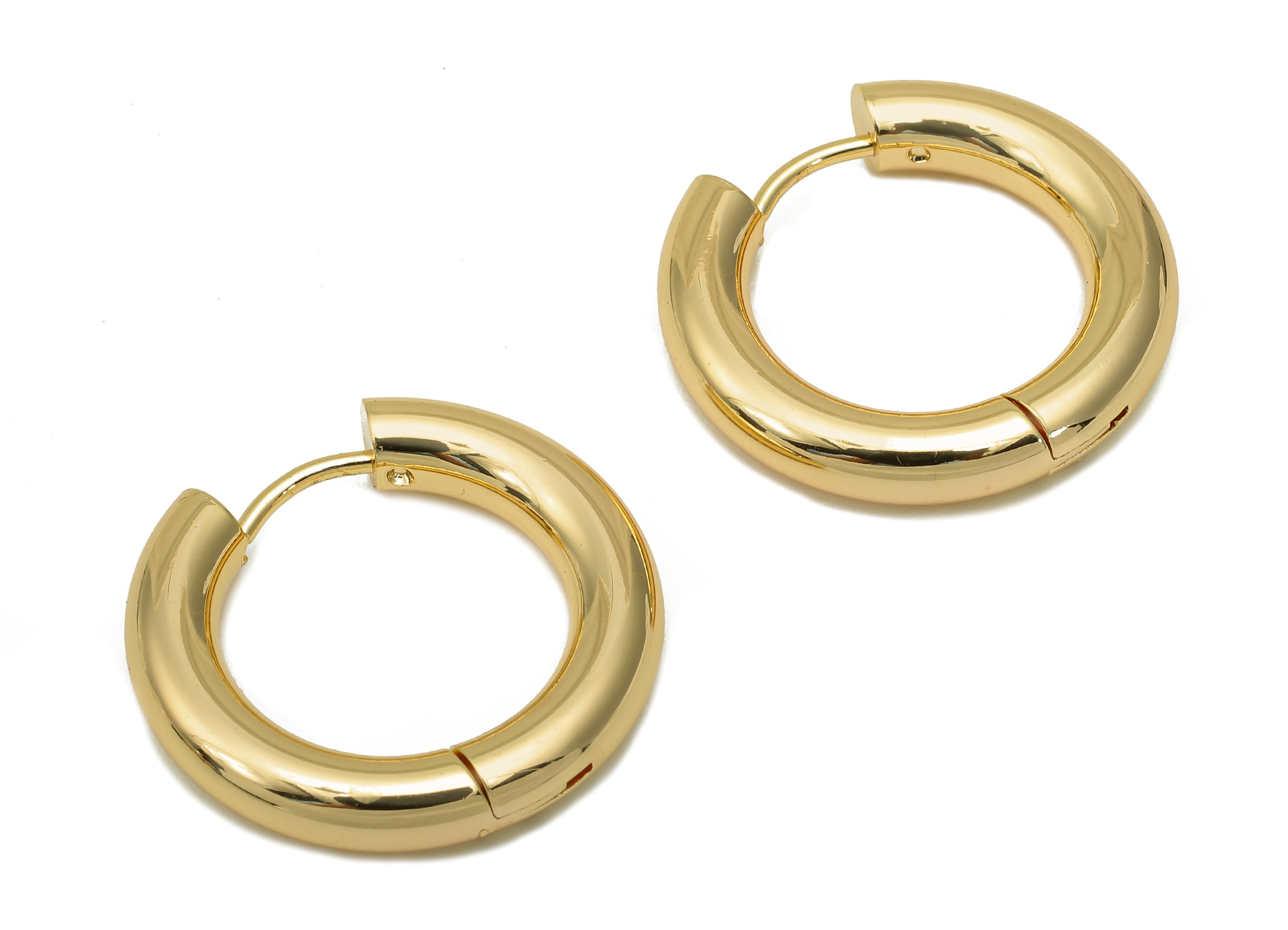 Brass Round Earring Clasps - Brass Round Thick Huggie Hoop Earring - E –  DOMEDBAZAAR