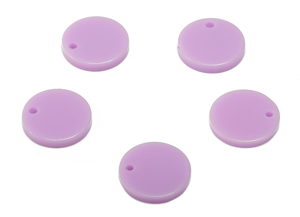 Acrylic Round Earring Charm - Acrylic Purple Circle Earring - Round Pendant With Hole - Color Code: A675 - 14.30x14.25x2.40mm - AC2555-A675 - DOMEDBAZAAR