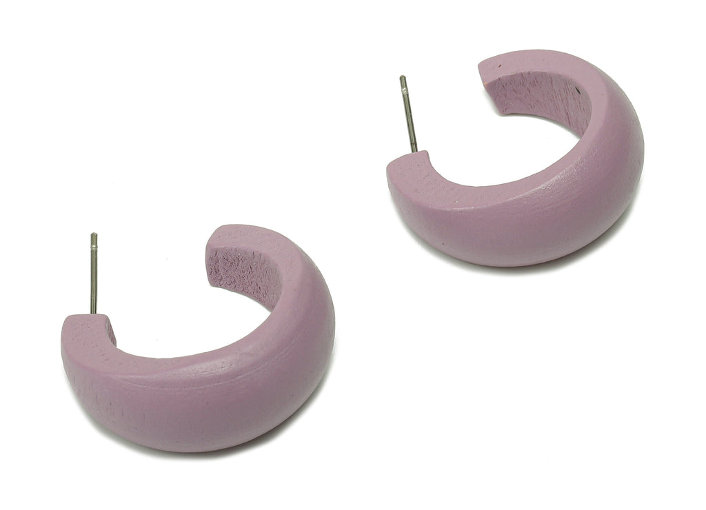 Hemu Open Round C Earring - Purple Open Hoop Earring Post - Hemu Wide Stud Earring - 316 Stainless Steel Stud - 24.4x10.8x4.5mm - BB1295 - DOMEDBAZAAR