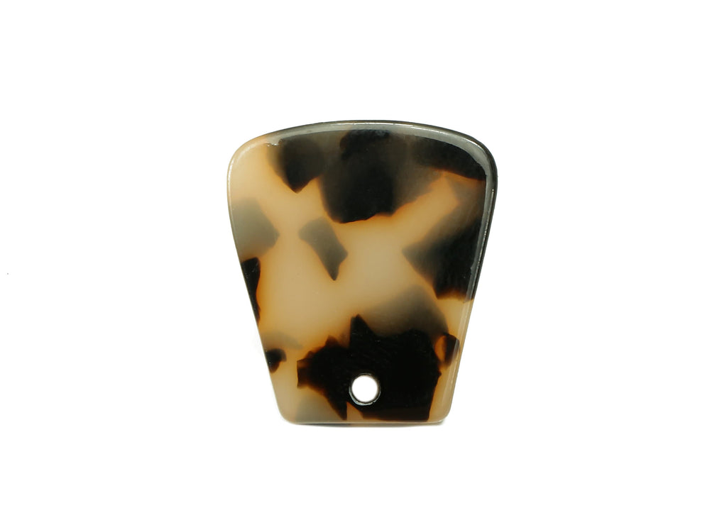 Acetate Trapezoid Stud Earring - Blonde Tortoise Shell Earring Post - 316 Stainless Steel - Color Code: A08 - 21.3x18.5x2.5mm - AC1591-A08 - DOMEDBAZAAR
