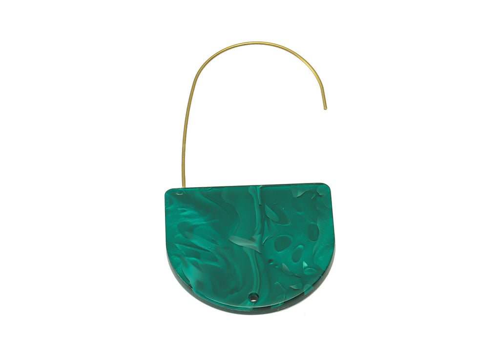 Acrylic Domed Ear Wire Hook - Green D Earring With Hole - Brass Earring Wire Connector - Color Code: A624 - 48.4x33.9x2.5mm - AC2581-A624 - DOMEDBAZAAR