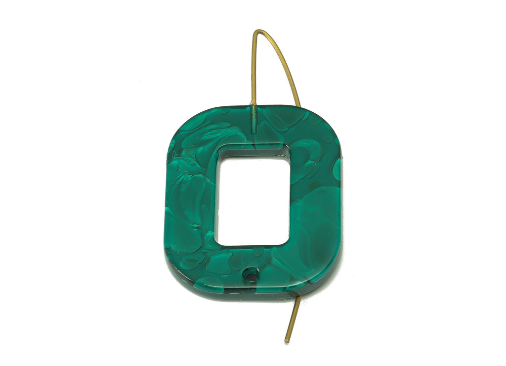 Acrylic Oval Rectangle Ear Wire Hook - Hollow Earring With Hole - Brass Earring Wire Connector - Color Code: A624 - 45x26x3mm - AC2583-A624 - DOMEDBAZAAR