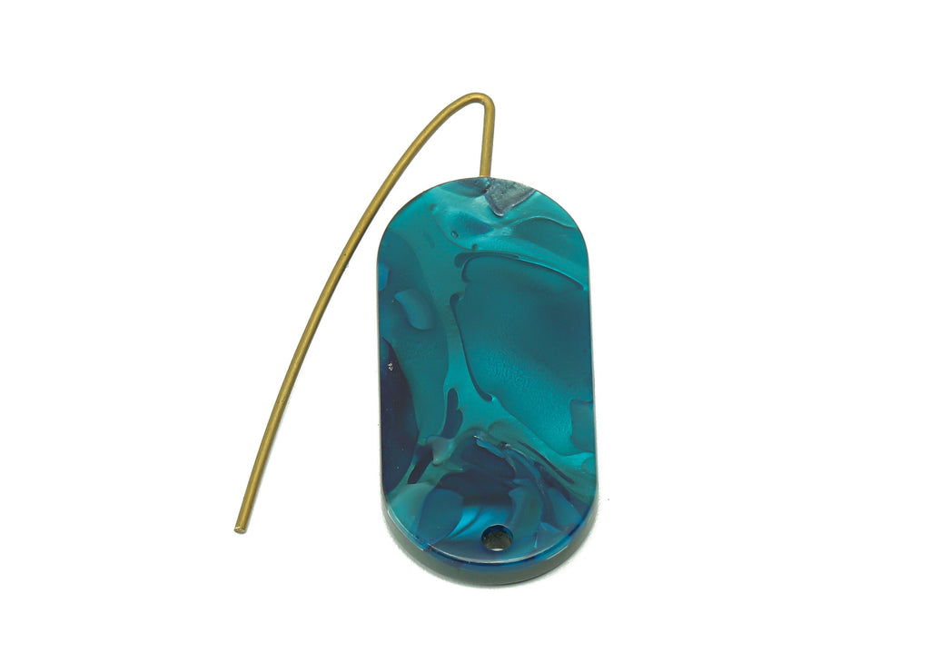 Acrylic Oval Ear Wire Hook - Oval Earring With Hole - Brass Earring Wire Connector - Color Code: A631 - 38.73x13.87x2.32mm - AC2584-A631 - DOMEDBAZAAR