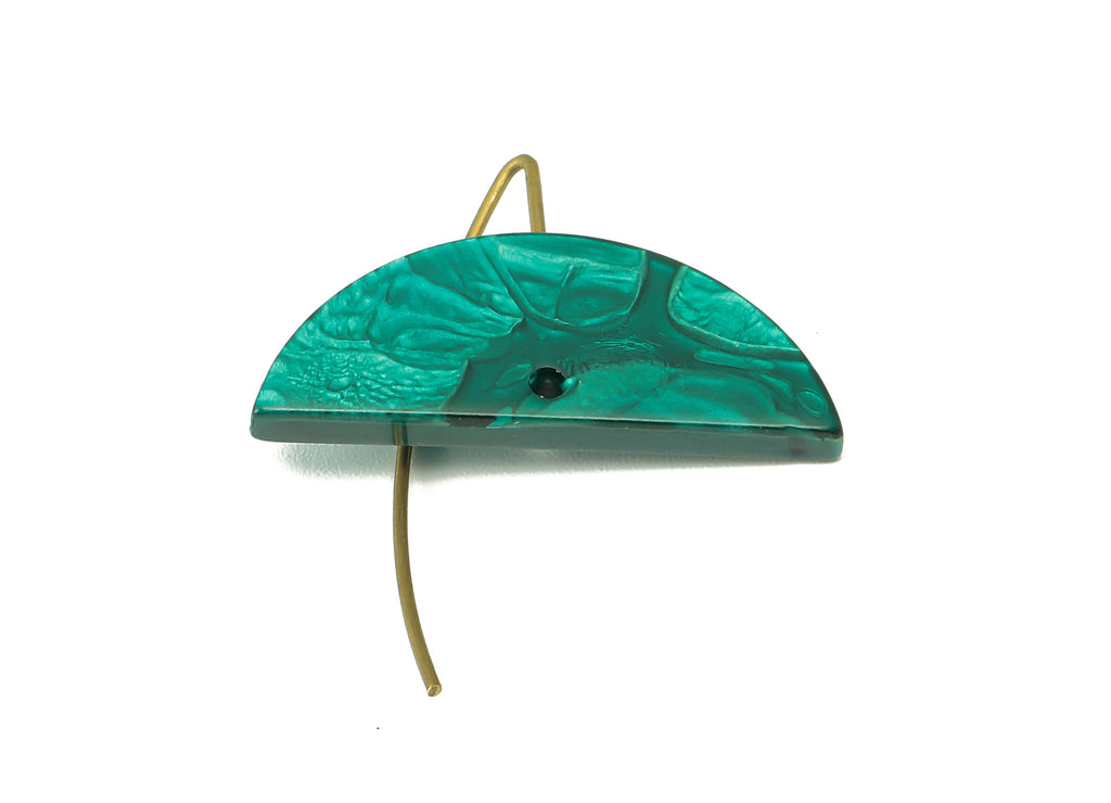 Acrylic Semicircle Hook Connector - Green Half Moon Earring With Hole - Brass Earring Wire - Color Code: A624 - 27.4x16x2.5mm - AC2585-A624 - DOMEDBAZAAR