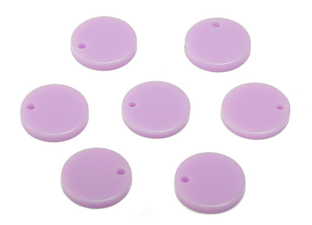 Acrylic Round Earring Charm - Acrylic Purple Circle Earring - Round Pendant With Hole - Color Code: A675 - 14.30x14.25x2.40mm - AC2555-A675 - DOMEDBAZAAR