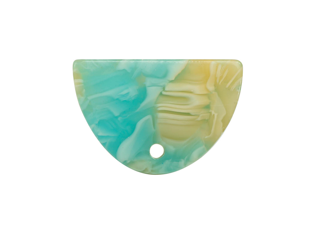 Acetate Semicircle Stud Earring - Half Moon Earring Post With Hole - 316 Stainless Steel - Color Code: A846 - 18.27x12.3x2.6mm - AC2558-A846 - DOMEDBAZAAR