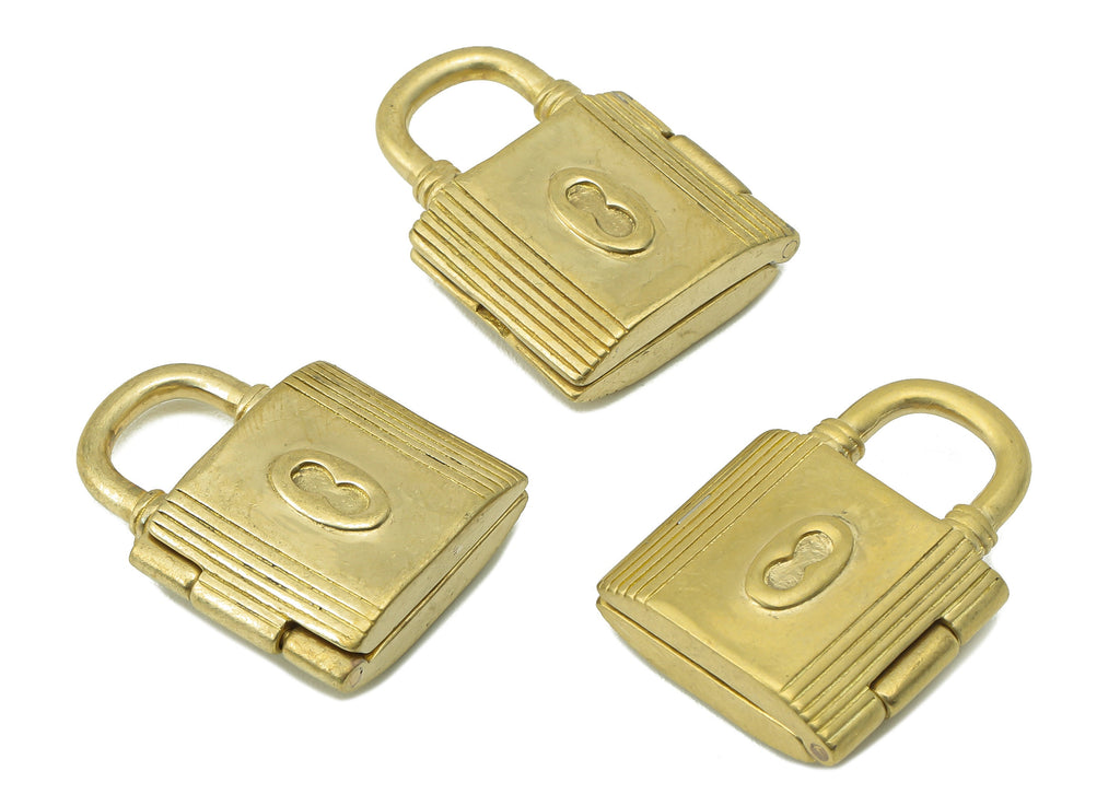 Brass Padlock Connectors - Raw Brass Openable Lock Pendant - Hasp Earring Charms - For Necklace - 23.65x17.46x6.19mm - PP8235 - DOMEDBAZAAR