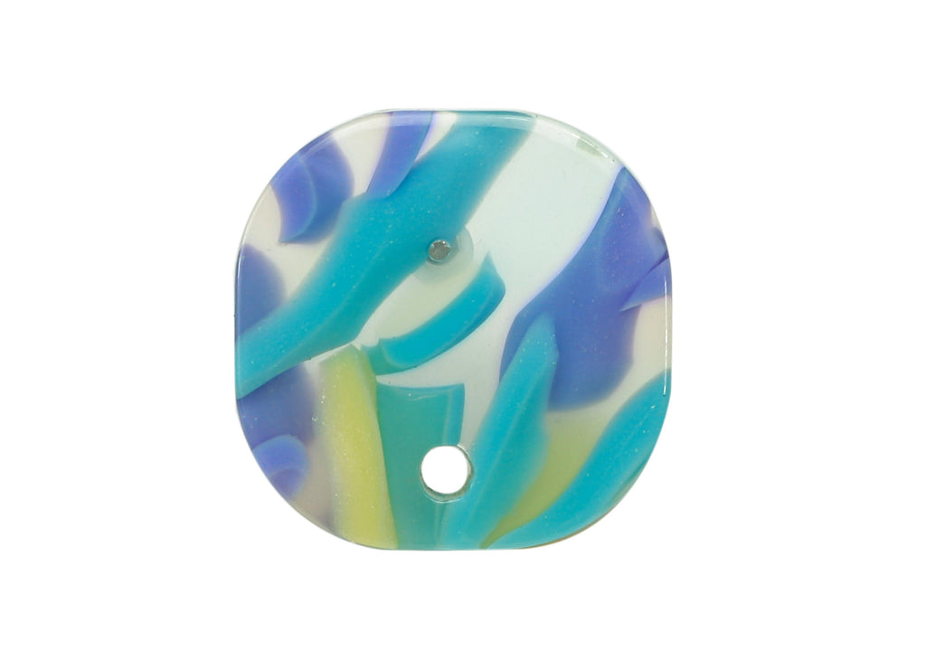 Acetate Oval Square Stud Earring - Acetate Earring Post With Hole - 316 Stainless Steel Stud - Color Code: A848 - 15x15x2.5mm - AC2562-A848 - DOMEDBAZAAR