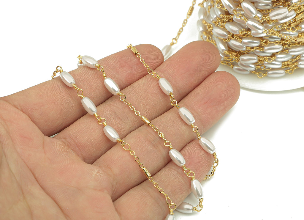 Brass Oval Bead Chain - Oval Pearl Satellite Chain - Cable Chain - Bracelet Chain - 18K Chains - 73.8x4x4mm - RGP6198 - DOMEDBAZAAR