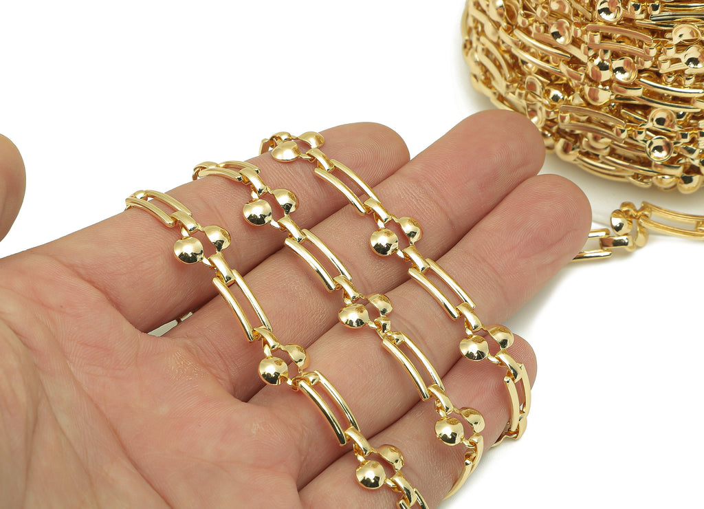 Brass Reactangle Link Chain - Gold Chain - Reactangle Link Chain - Bracelet Chain - 18K Chains - 23.5x11x1.2mm - RGP6333 - DOMEDBAZAAR