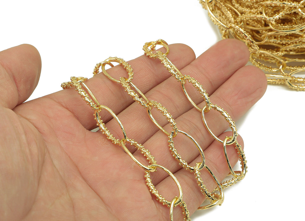 Brass Oval Cable Chain - Gold Oval Cable Chain - Huge Cable Chain - Bracelet Chain - 18K Chains - 20.5x11.7x2.8mm - RGP6479 - DOMEDBAZAAR