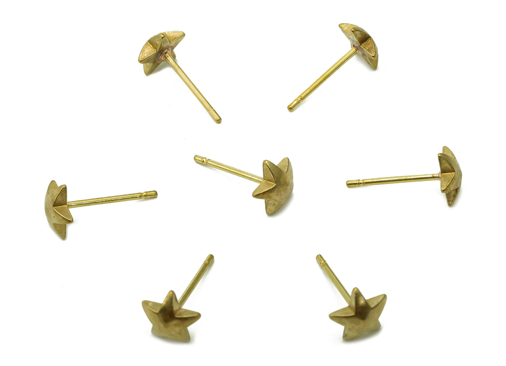 Brass Mini Thick Star Earring Posts - Raw Brass Mini Star Stud Earring - Brass Stud - Earring Findings - 6.9x6.9x1.6mm - PP8055 - DOMEDBAZAAR