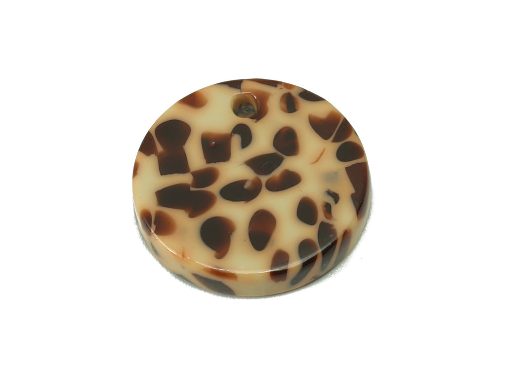 Acetate Acid Coin Earring Charm - Round Brown Spots Earring - Circle Pendant With Hole - Color Code: A789 - 15.13x15.11x2.67mm - AC1064-A789 - DOMEDBAZAAR