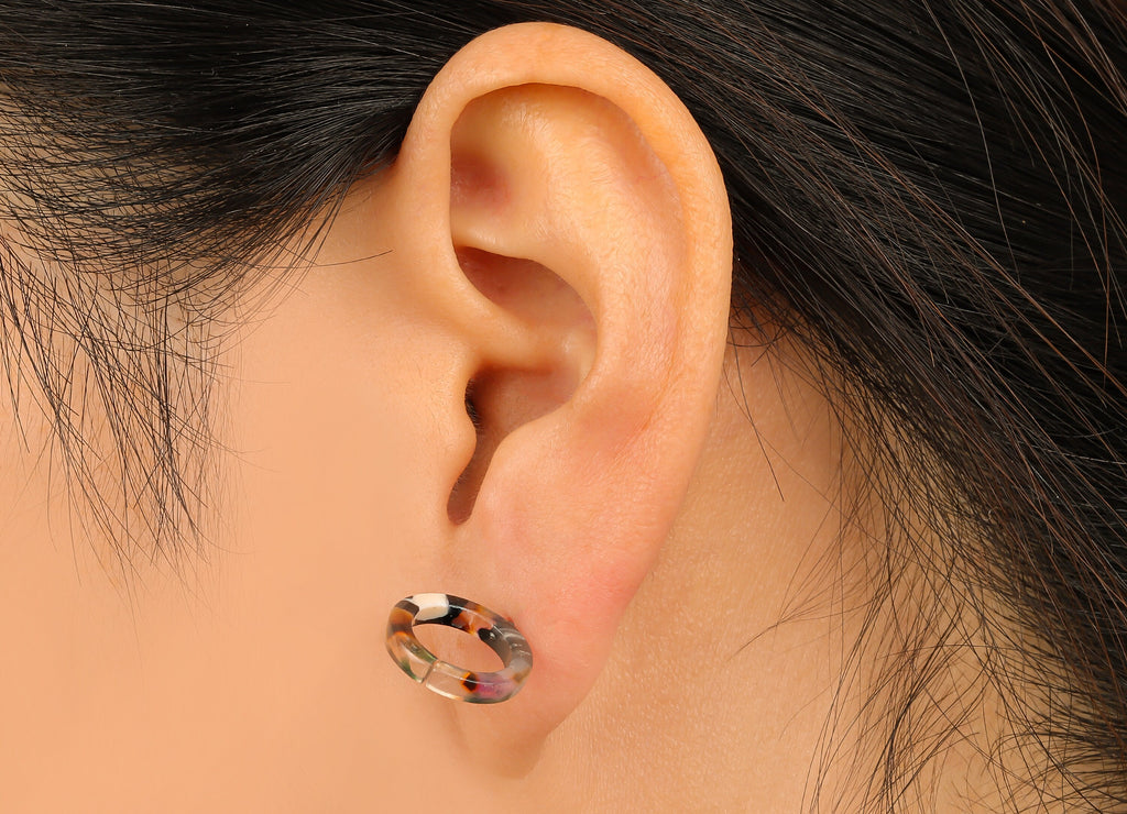 Acetate Circle Earring Stud - Acrylic Circle Earring Post - Earring Post - Jewelry Supplies - Color Code: A11 - 13,53x13,53x2,75mm - AC1224H - DOMEDBAZAAR