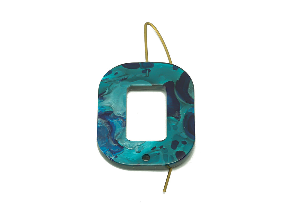 Acrylic Oval Rectangle Ear Wire Hook - Hollow Earring With Hole - Brass Earring Wire Connector - Color Code: A631 - 46x26x3mm - AC2583-A631 - DOMEDBAZAAR