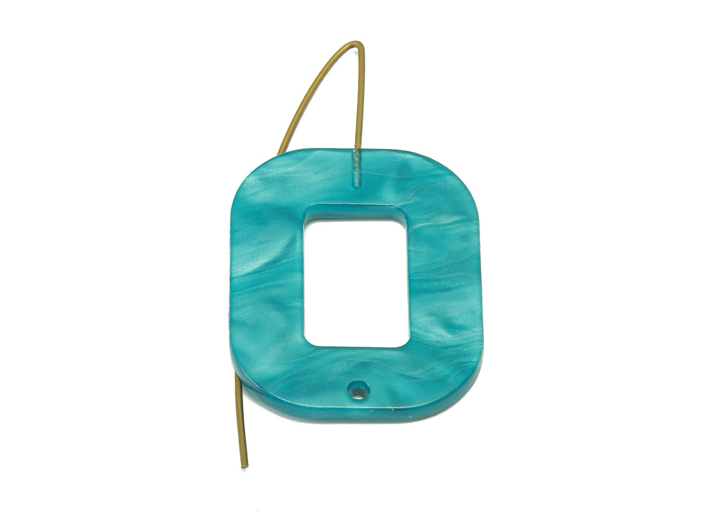 Acrylic Oval Rectangle Ear Wire Hook - Hollow Earring With Hole - Brass Earring Wire Connector - Color Code: A794 - 46x25x3mm - AC2583-A794 - DOMEDBAZAAR