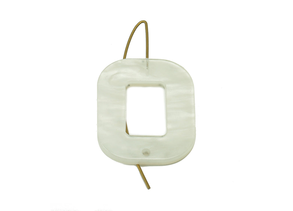 Acrylic Oval Rectangle Ear Wire Hook - Hollow Earring With Hole - Brass Earring Wire Connector - Color Code: A795 - 46x25x3mm - AC2583-A795 - DOMEDBAZAAR