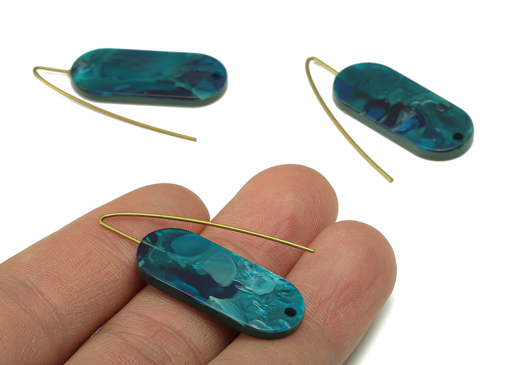 Acrylic Oval Ear Wire Hook - Oval Earring With Hole - Brass Earring Wire Connector - Color Code: A631 - 38.73x13.87x2.32mm - AC2584-A631 - DOMEDBAZAAR