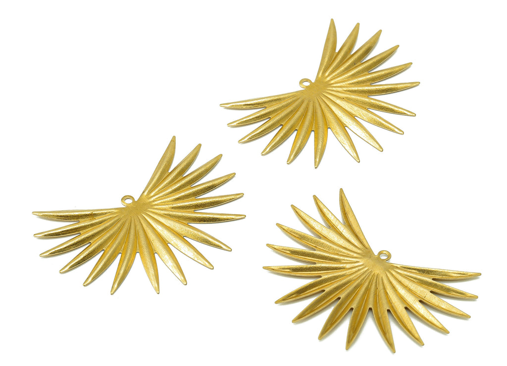 Brass Wing Earring Charms - Raw Brass Fringe Pendant - Fringe Charm With Loop - For Necklace - 42.8x28.98x1.24mm - PP8191 - DOMEDBAZAAR