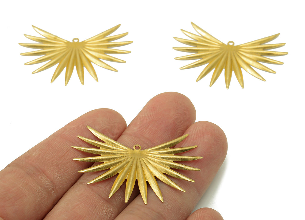 Brass Wing Earring Charms - Raw Brass Fringe Pendant - Fringe Charm With Loop - For Necklace - 42.8x28.98x1.24mm - PP8191 - DOMEDBAZAAR