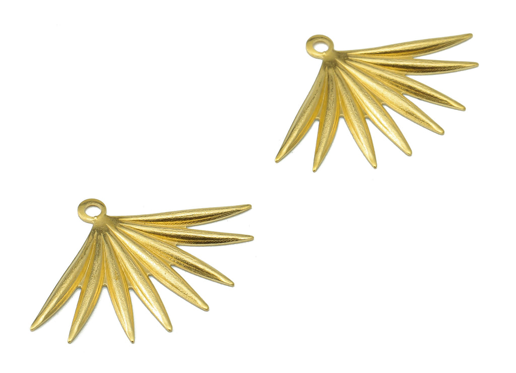 Brass Wing Earring Charms - Raw Brass Wing Pendant - Wing Charm With Loop - For Necklace - 24.48x16.7x0.91mm - PP8192 - DOMEDBAZAAR
