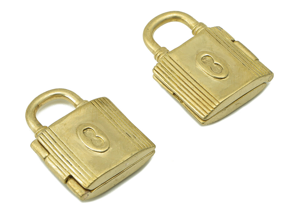 Brass Padlock Connectors - Raw Brass Openable Lock Pendant - Hasp Earring Charms - For Necklace - 23.65x17.46x6.19mm - PP8235 - DOMEDBAZAAR