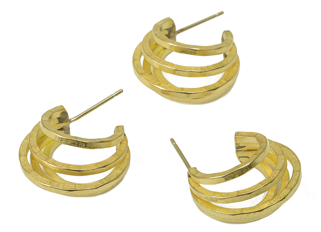 Raw Brass C Hoop Stud Earring - Brass Round Earring Stud - C Open Hoop Earring Post - Earring Hoop - 18.41x 22.83x 3.46mm - PP8288 - DOMEDBAZAAR