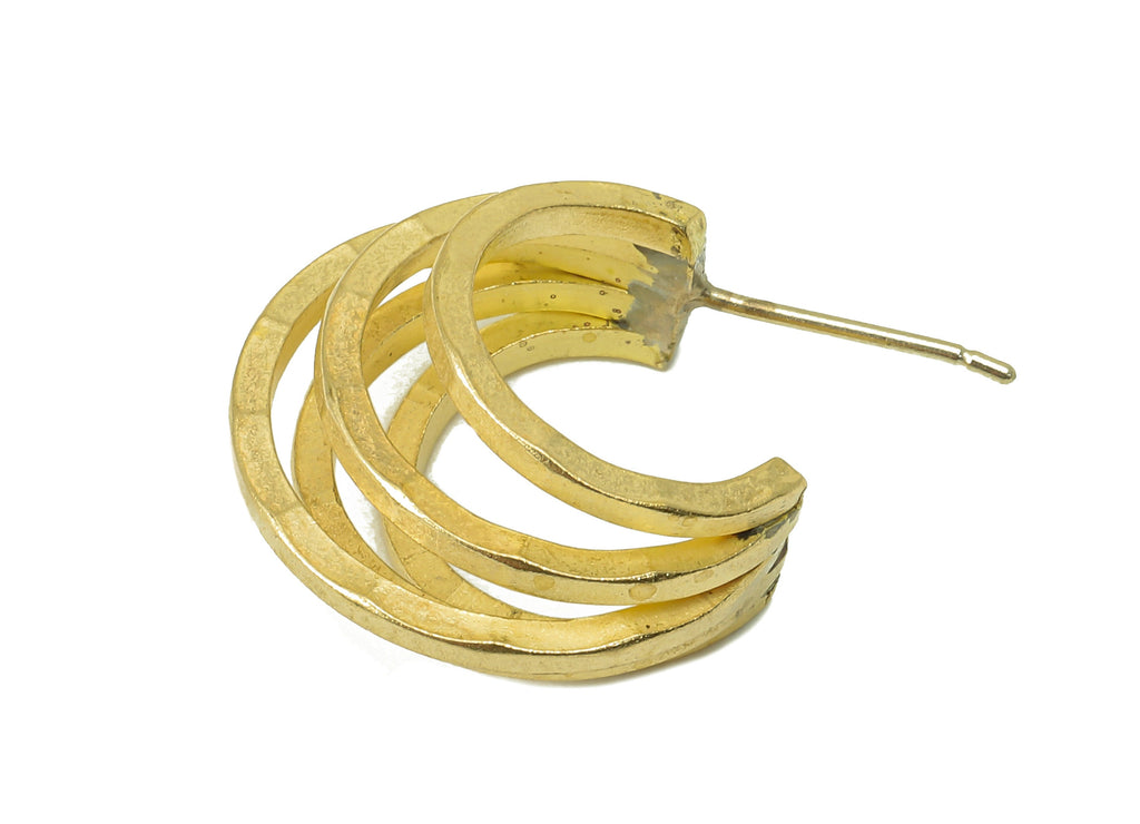 Raw Brass C Hoop Stud Earring - Brass Round Earring Stud - C Open Hoop Earring Post - Earring Hoop - 18.41x 22.83x 3.46mm - PP8288 - DOMEDBAZAAR