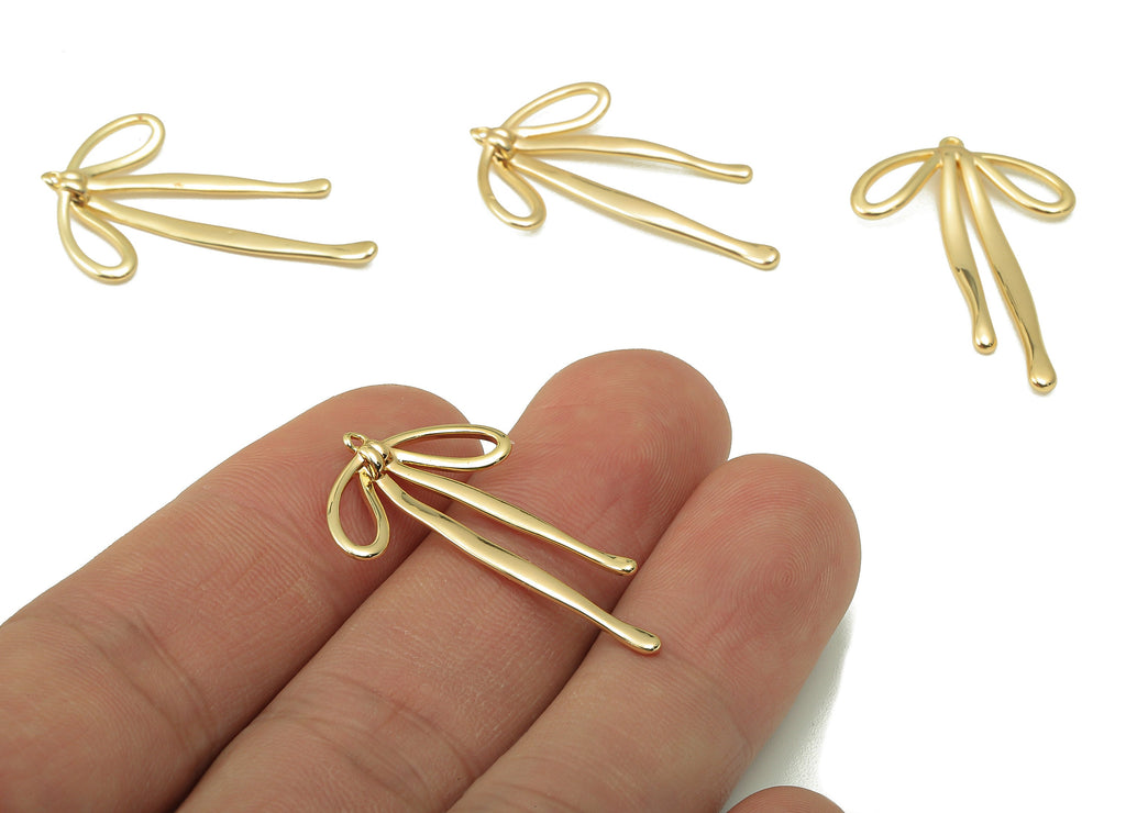 Brass Butterfly Bow Earrings- Brass Butterfly Bow Charm-Necklace Pendant-Butterfly Bow Necklace-Jewelry Supplies-32.64x20.13x1.43mm-RGP6158 - DOMEDBAZAAR