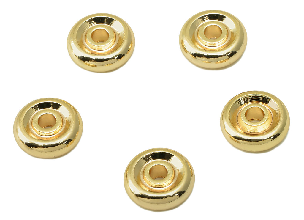 Brass Spacer Beads - Brass Gold Donut Spacer Beads - 18K Gold Plated Flat Round Spacer Beads - Jewelry Making - 7.8x 7.8 x 2.5mm- RGP6046-8 - DOMEDBAZAAR