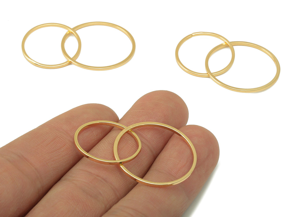 Brass Circle Earring Charms - Brass Round Earring Pendant - For Necklace - Circle Ring-18K Real Gold Plated Brass - 41.3x 25x1mm - RGP6620 - DOMEDBAZAAR