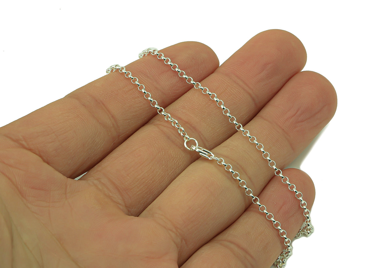 Silver Rolo Chain - 2mm Rolo Chain - 13.2 Finished Rolo Chain - 925 Si ...