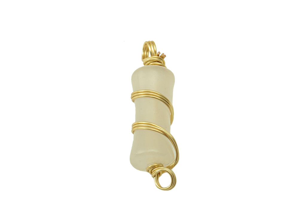 White Agate Earring Charm - Brass Agate Pendant - White Agate Connector - White Natural Stone - Gold Tone Plated -20.5 x 5.43x 4.38mm-NS1900 - DOMEDBAZAAR