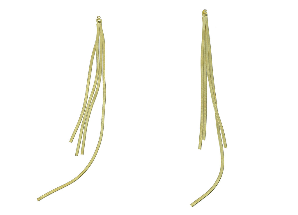 Brass Snake Earring Tassel - Gold Tone Plated Brass Earring Tassel - Gold Snake Tassel Chain - Jewelry Supplies - 178.36x4.43x1.28mm- PP8563 - DOMEDBAZAAR