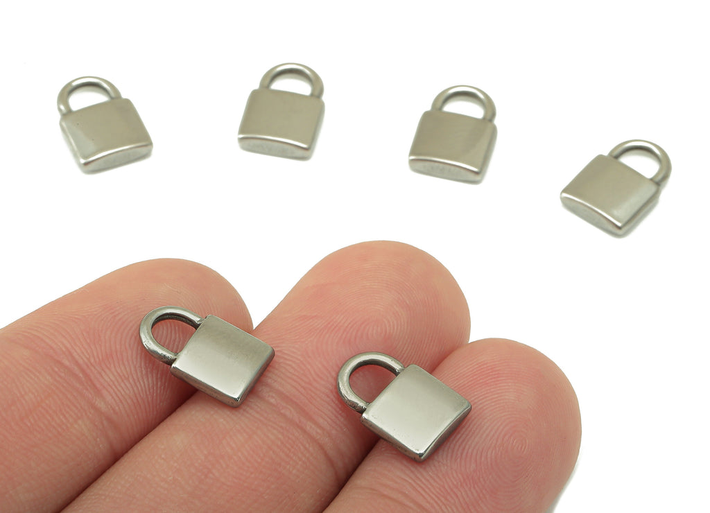 Stainless Steel Lock Earring Charm - Steel Fetter Earring Charm - 304 Stainless Steel - Steel Padlock Charm -12.27x 8.33x 2.57mm - SS1440 - DOMEDBAZAAR