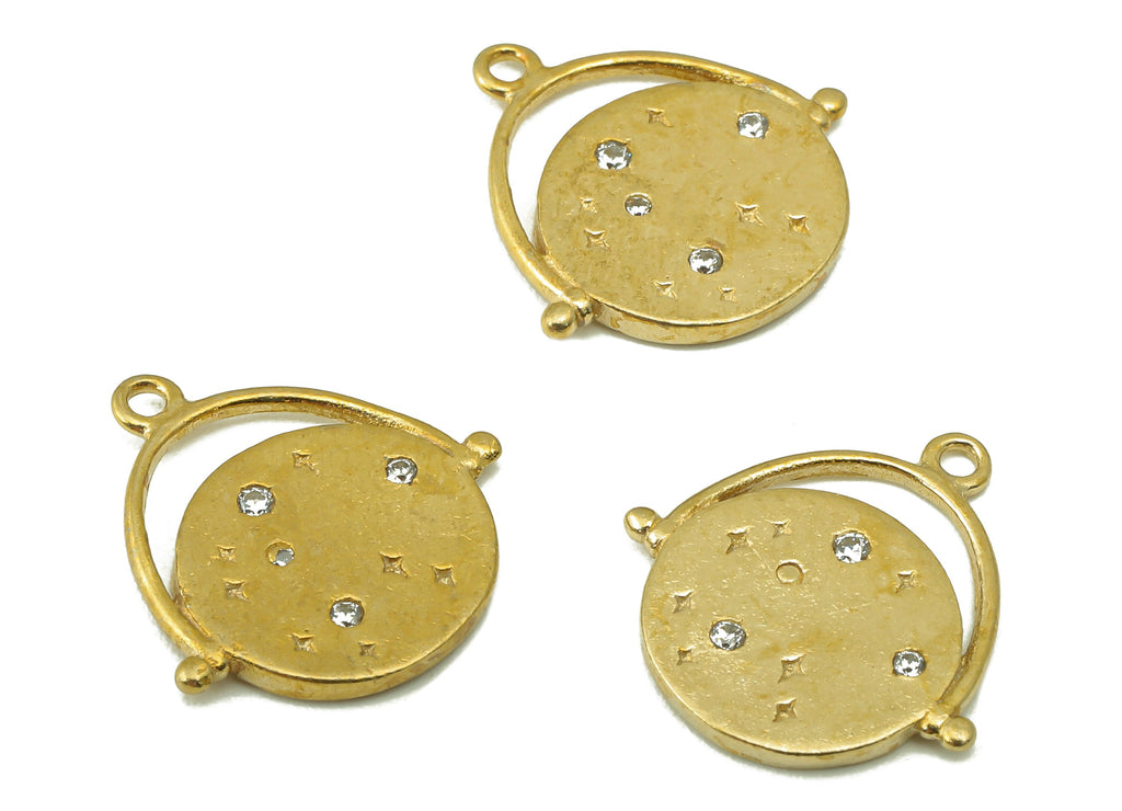 Raw Brass -Zircon Globe Pendant-Zircon Earrings-Globe Necklace Connector-DIY Jewelry Making Supplies-15.93 x 15.12 x 1.4mm- PP8385 - DOMEDBAZAAR