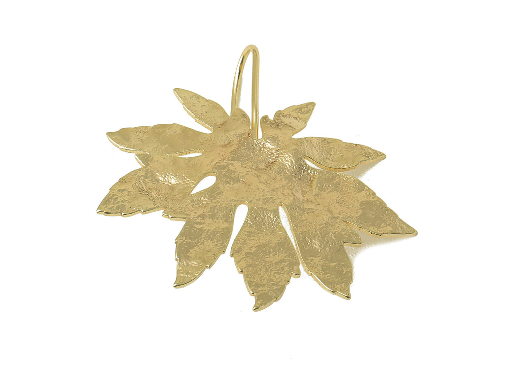 Brass Wires Horse Chestnut Earring - Brass Leaf Hook Earring -Textured Botanical Hook-18K Real Gold Plating-34.81x31.66x 1.32mm-RGP5999 - DOMEDBAZAAR