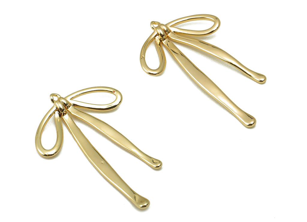 Brass Butterfly Bow Earrings- Brass Butterfly Bow Charm-Necklace Pendant-Butterfly Bow Necklace-Jewelry Supplies-32.64x20.13x1.43mm-RGP6158 - DOMEDBAZAAR