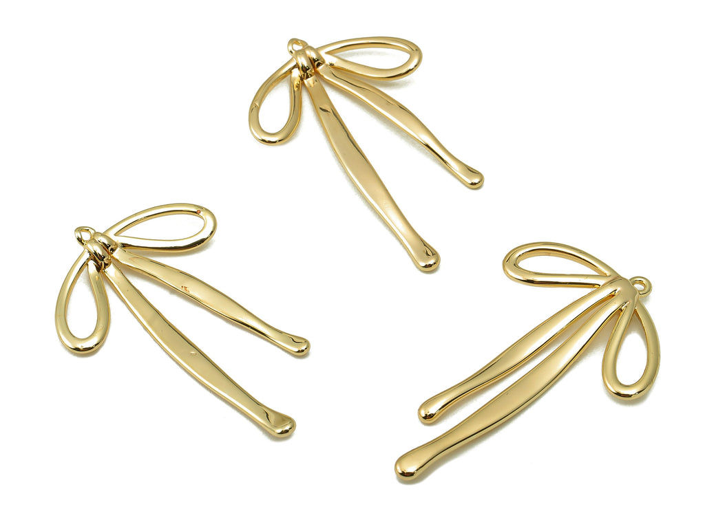 Brass Butterfly Bow Earrings- Brass Butterfly Bow Charm-Necklace Pendant-Butterfly Bow Necklace-Jewelry Supplies-32.64x20.13x1.43mm-RGP6158 - DOMEDBAZAAR