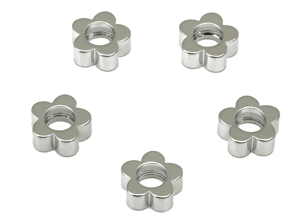 Brass Flower Spacers - Semi Flower Spacer Beads - 18K Real Gold White Plated - Flower Spacers - Jewelry Making Supplies -8x8x2.8mm- RGP3353S - DOMEDBAZAAR