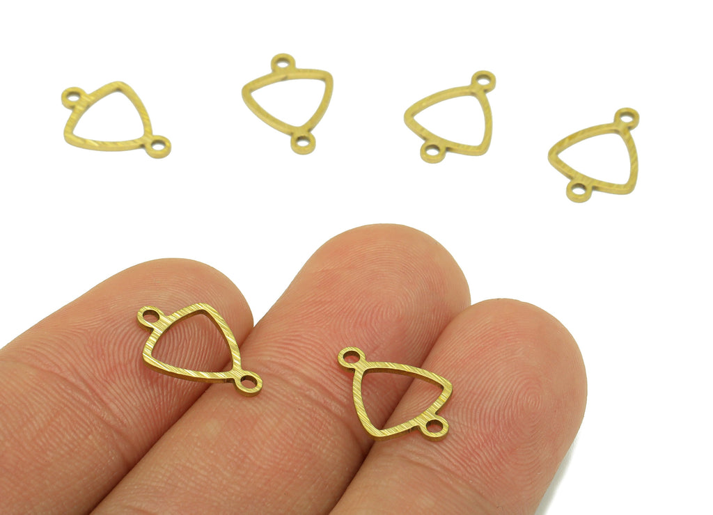 Brass Triangle  Earring Connector - Raw Brass Textured  Charm - Bracelet  Connector - Jewellery Supplies - 14 x 9x0.81mm - PP8397 - DOMEDBAZAAR