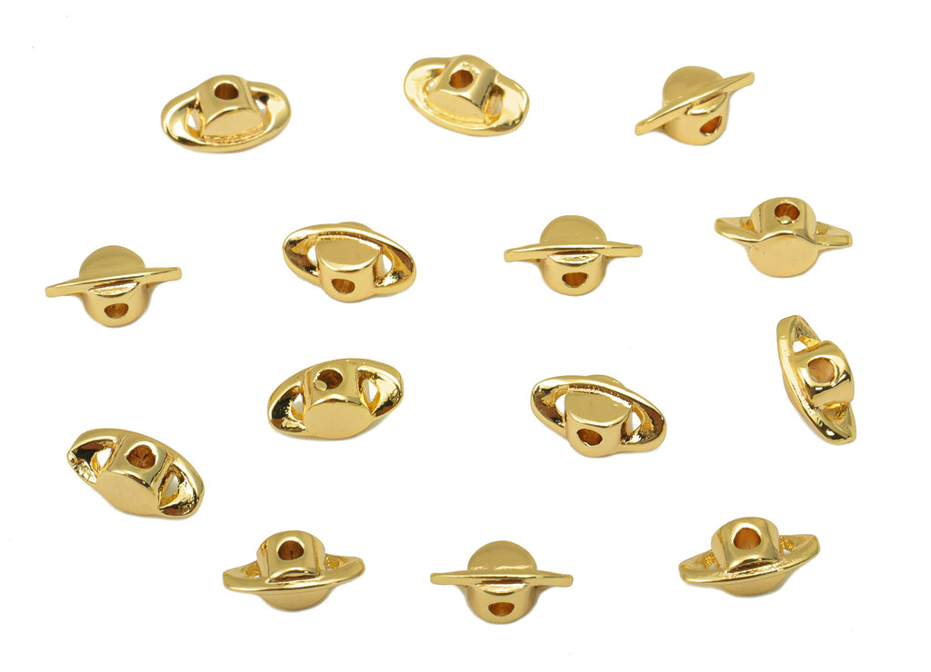 Brass Earth Spacer Bead - Brass Mini Earth Charms - Gold Earth Pendant - for Necklace - 18K Real Gold Plated - 8.09x 4mm x 3.23mm- RGP6433 - DOMEDBAZAAR