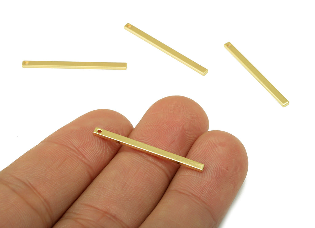 Brass Strip Charm - Gold Long Bar Earring Charm - Brass Strip Earring Charm -Earring Findings - 18k Real Gold Plated - 31.1 x2x 1mm- RGP6437 - DOMEDBAZAAR