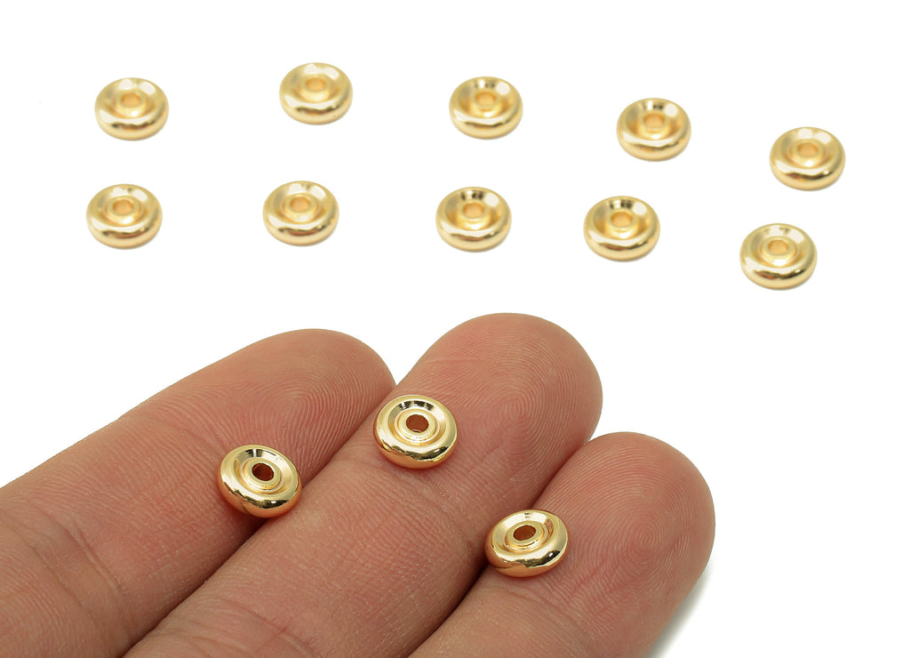 Brass Spacer Beads - Brass Gold Donut Spacer Beads - 18K Gold Plated Flat Round Spacer Beads - Jewelry Making - 7.8x 7.8 x 2.5mm- RGP6046-8 - DOMEDBAZAAR
