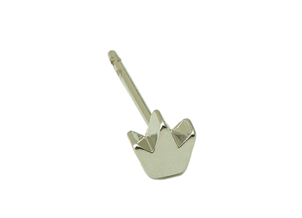 Silver Crown Earring Stud - Cubic Mini Crown Earring Post -18K Real White Gold Plated - Jewelry Supplies-Earring Findings-6x5x2mm-RGP5930S - DOMEDBAZAAR